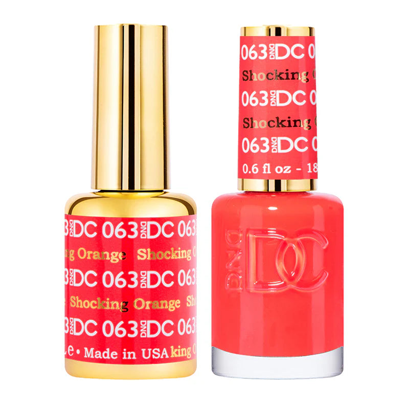#063 - DND DC Gel Shocking Orange UV/LED Soak Off Gel Polish
