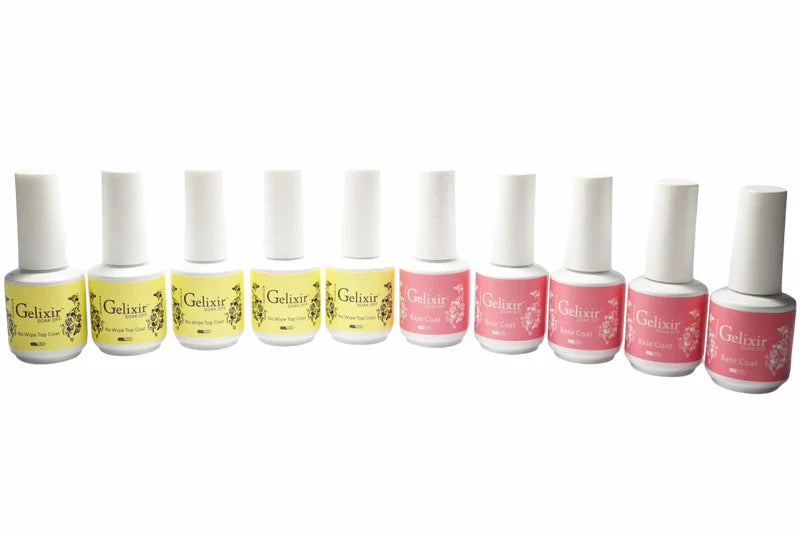 Gelixir No Wipe Top & Base Coat Combo – 10PCS, 15ml Each