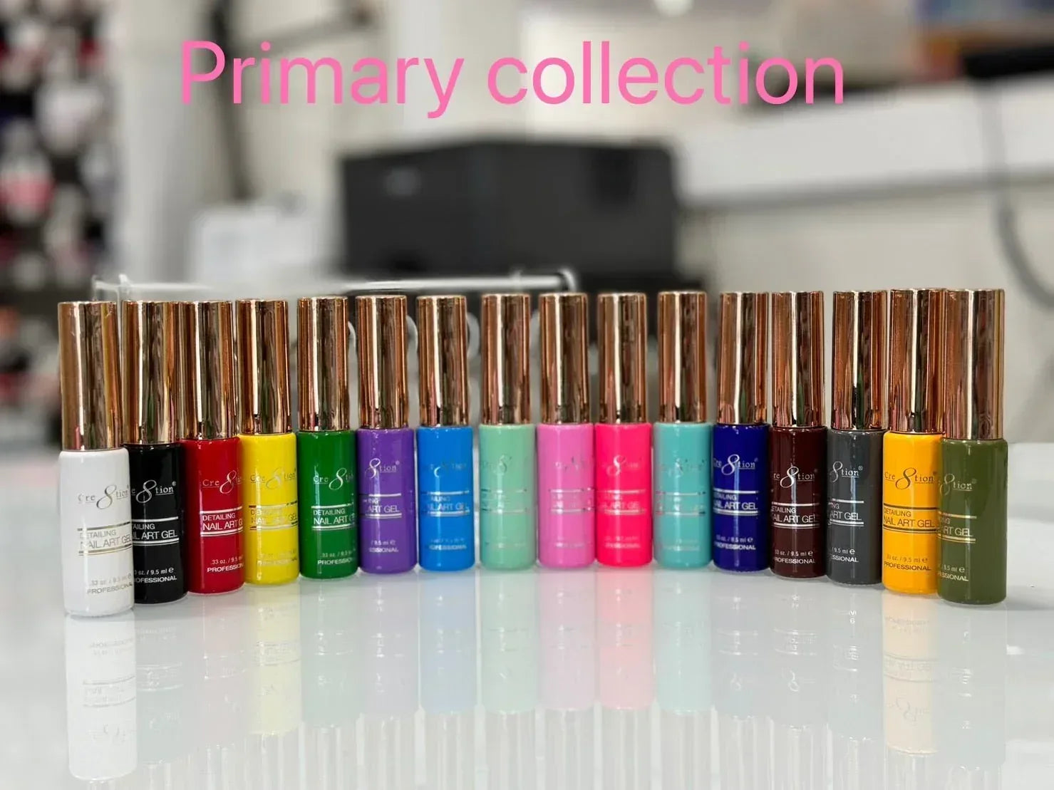 Cre8tion Primary Nail Art Gel Set – 18 Colors, 0.33oz
