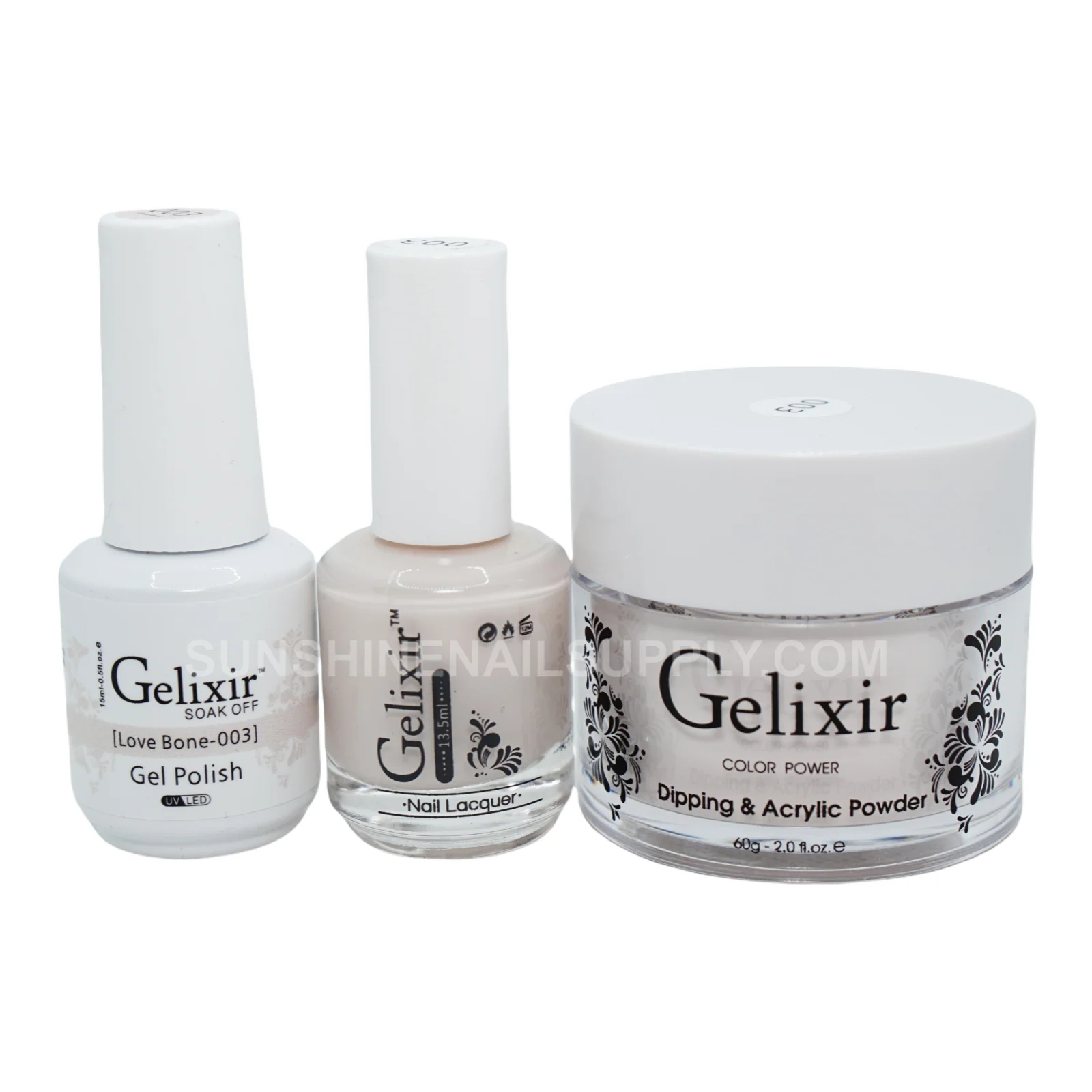 Gelixir #003 UV/LED Soak Off Gel Polish - Love Bone 3in1