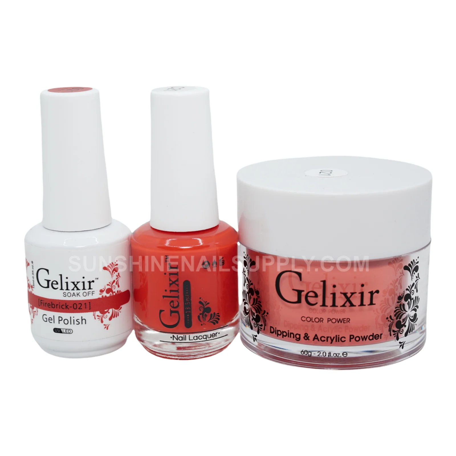Gelixir #021 UV/LED Soak Off Gel Polish - Firebrick 3in1