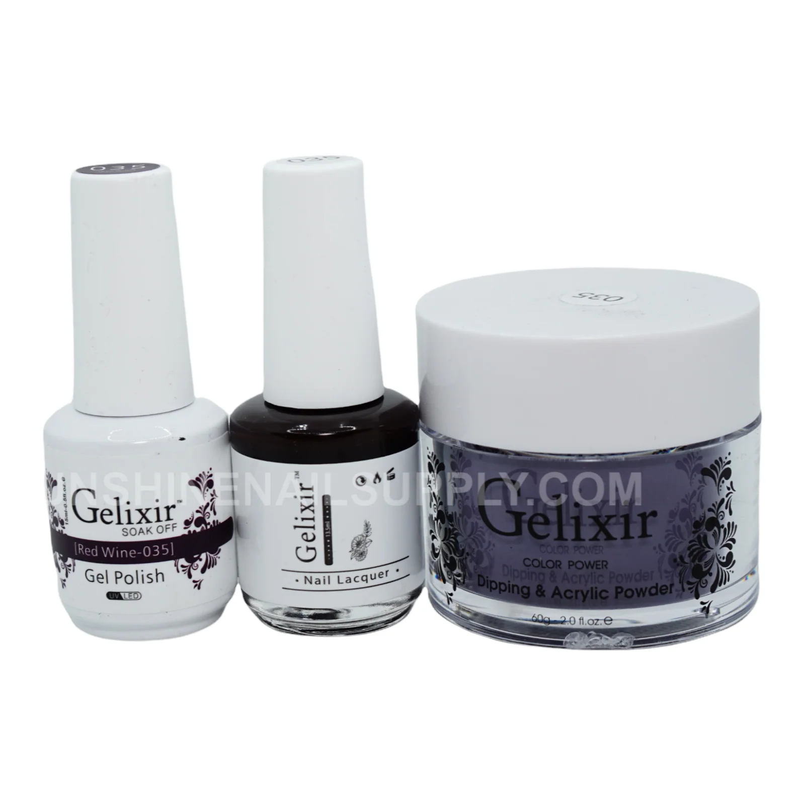 Gelixir #035 UV/LED Soak Off Gel Polish - Red Wine 3in1