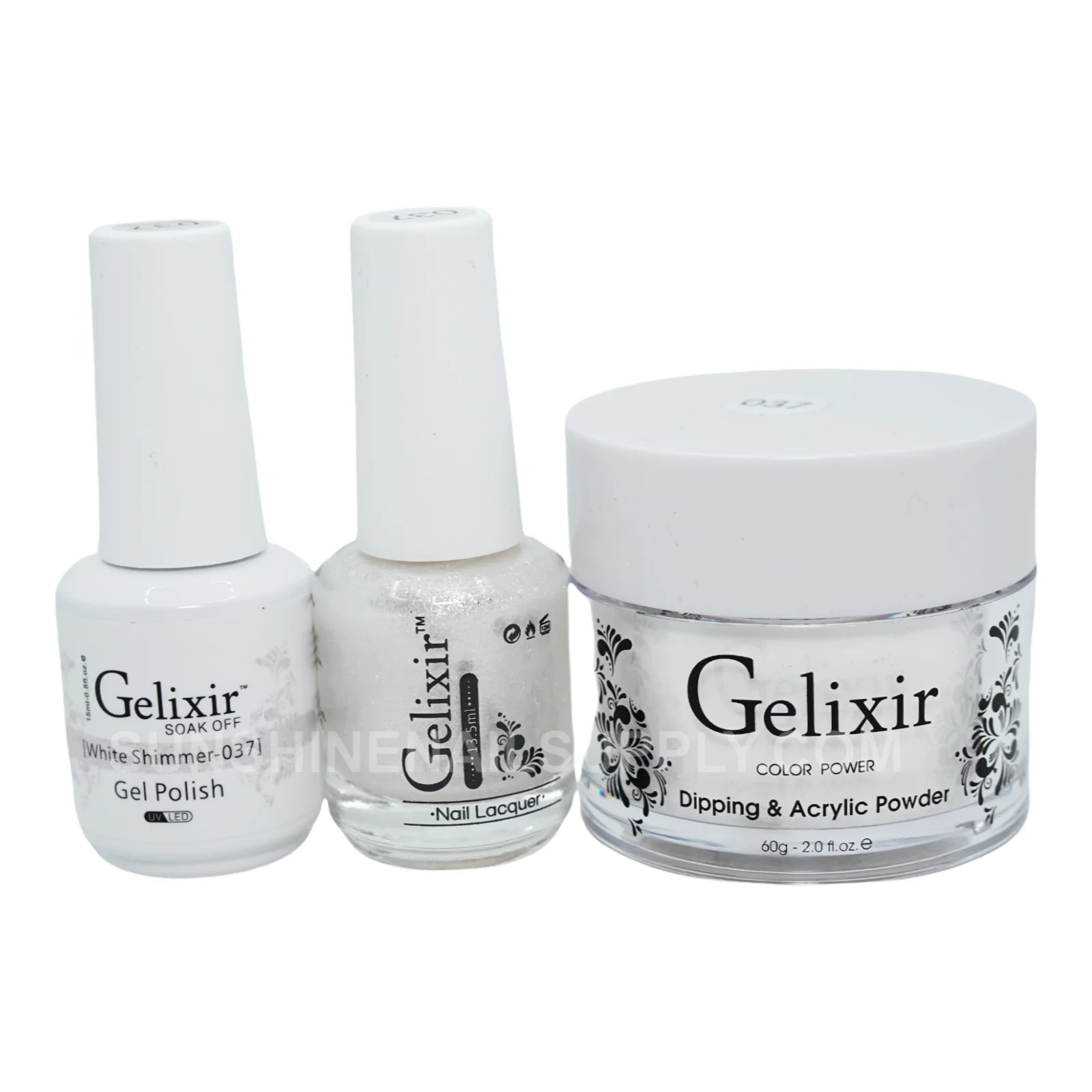 Gelixir #037 UV/LED Soak Off Gel Polish - White Shimmer 3in1