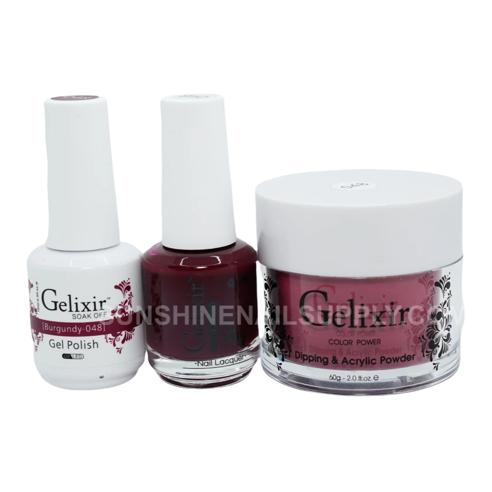 Gelixir #048 UV/LED Soak Off Gel Polish - Burgundy 3in1