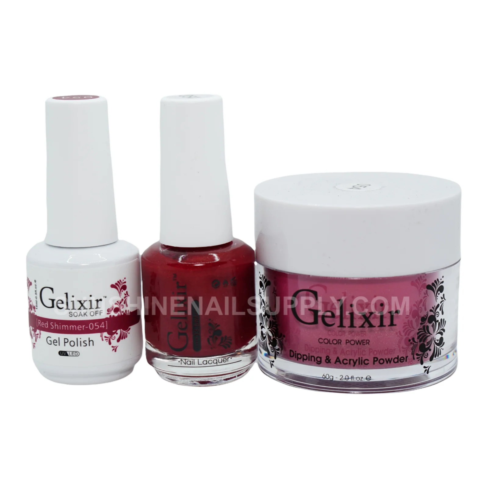 Gelixir #054 UV/LED Soak Off Gel Polish - Red Shimmer 3in1