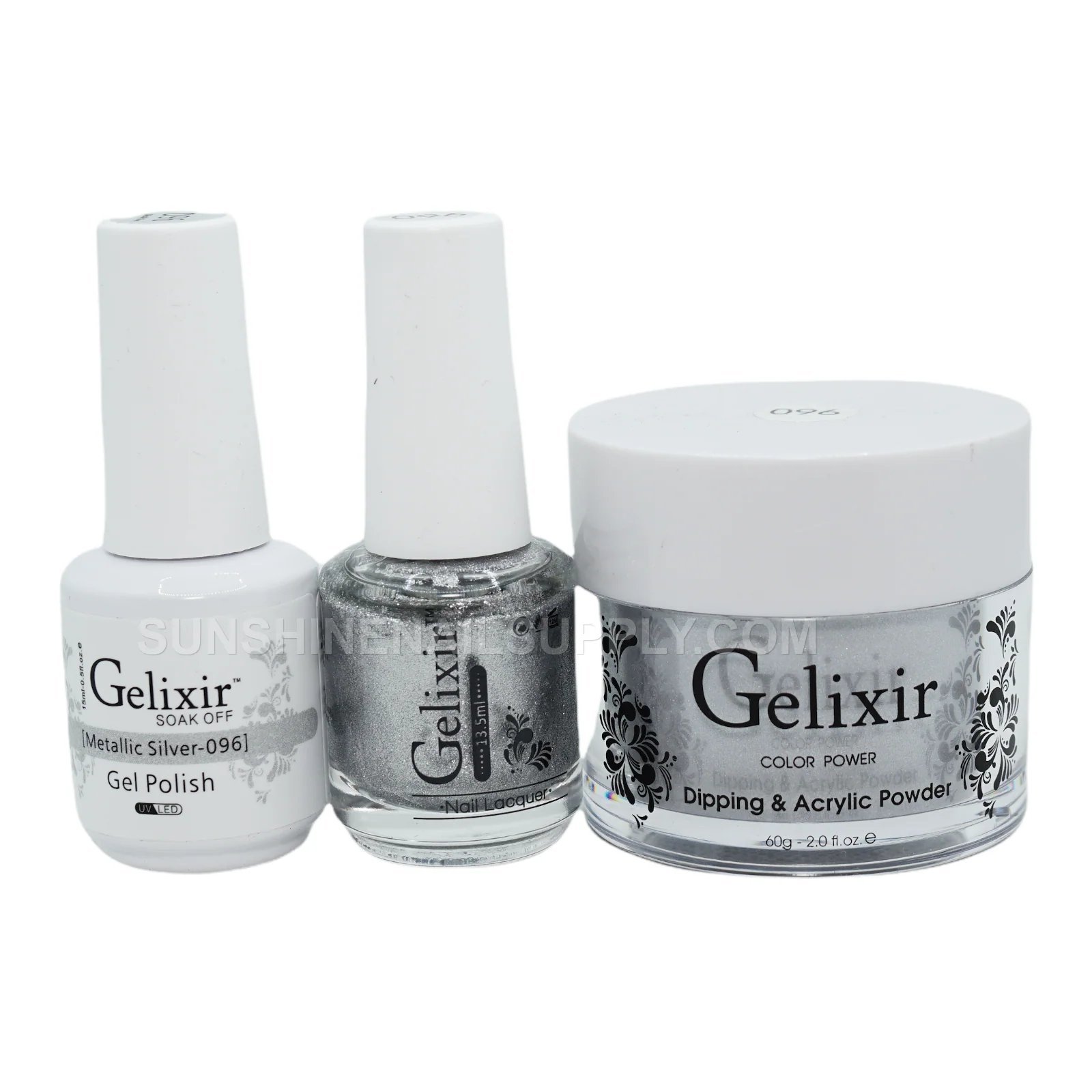 Gelixir UV/LED Soak Off Gel Polish #096 - Metallic Silver (15ml)