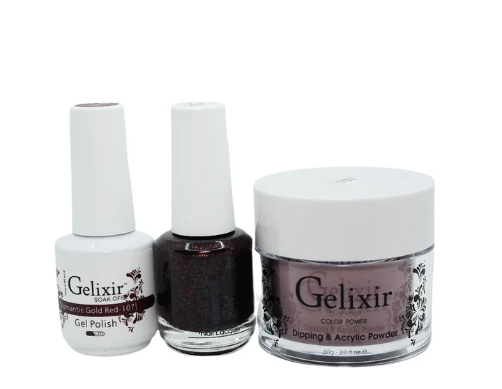 Gelixir UV/LED Soak Off Gel Polish #107 - Romantic Gold Red (15ml)
