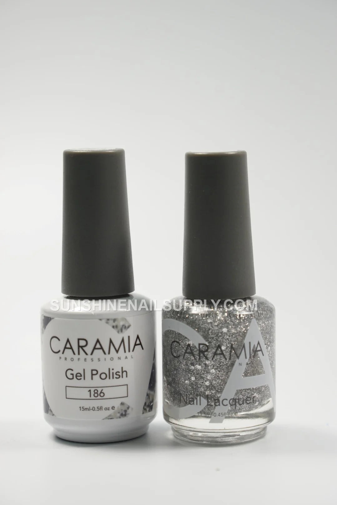 Caramia UV/LED Soak Off Gel Polish #186 – Silver Glitter Shine
