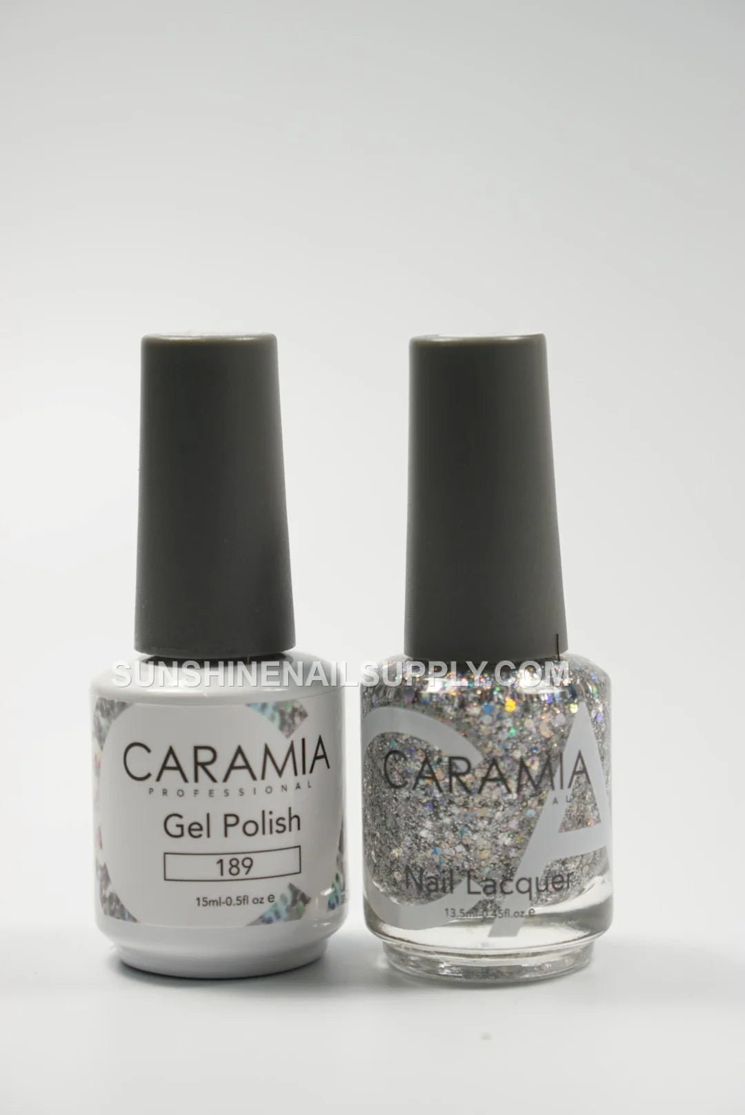 Caramia UV/LED Soak Off Gel Polish #189 – Sparkling Silver