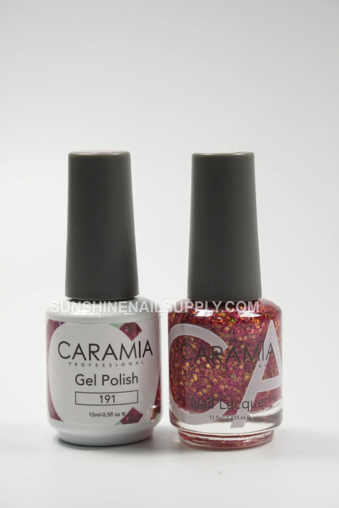 Caramia UV/LED Soak Off Gel Polish #191 – Sparkling Red Glitter