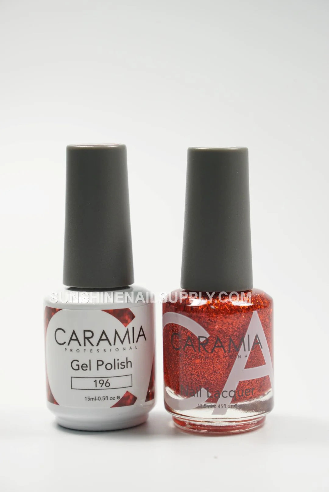 Caramia UV/LED Soak Off Gel Polish #196 – Sparkling Red Glitter