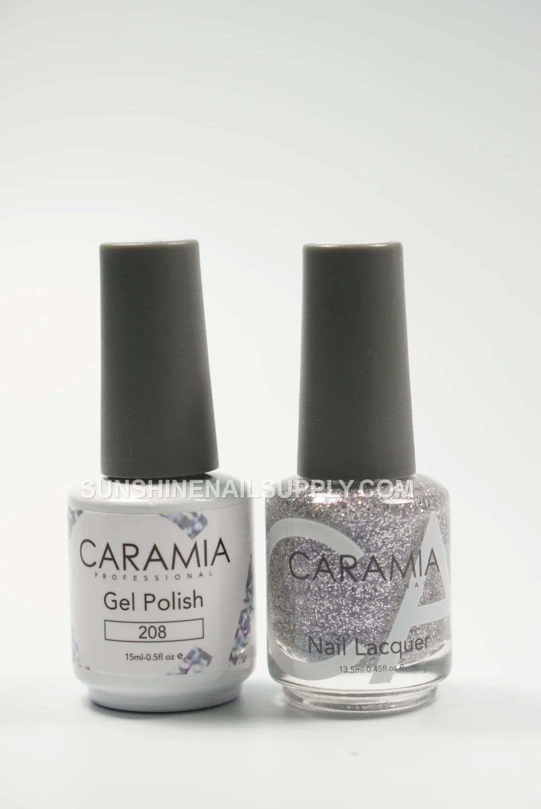 Caramia Gel Polish #208 - UV/LED Soak Off Glitter Silver