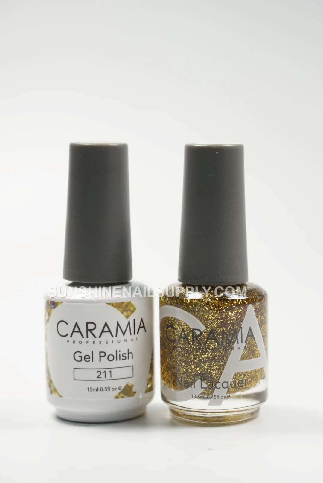 Caramia Gel Polish #211 – UV/LED Glitter Gold Gel Polish