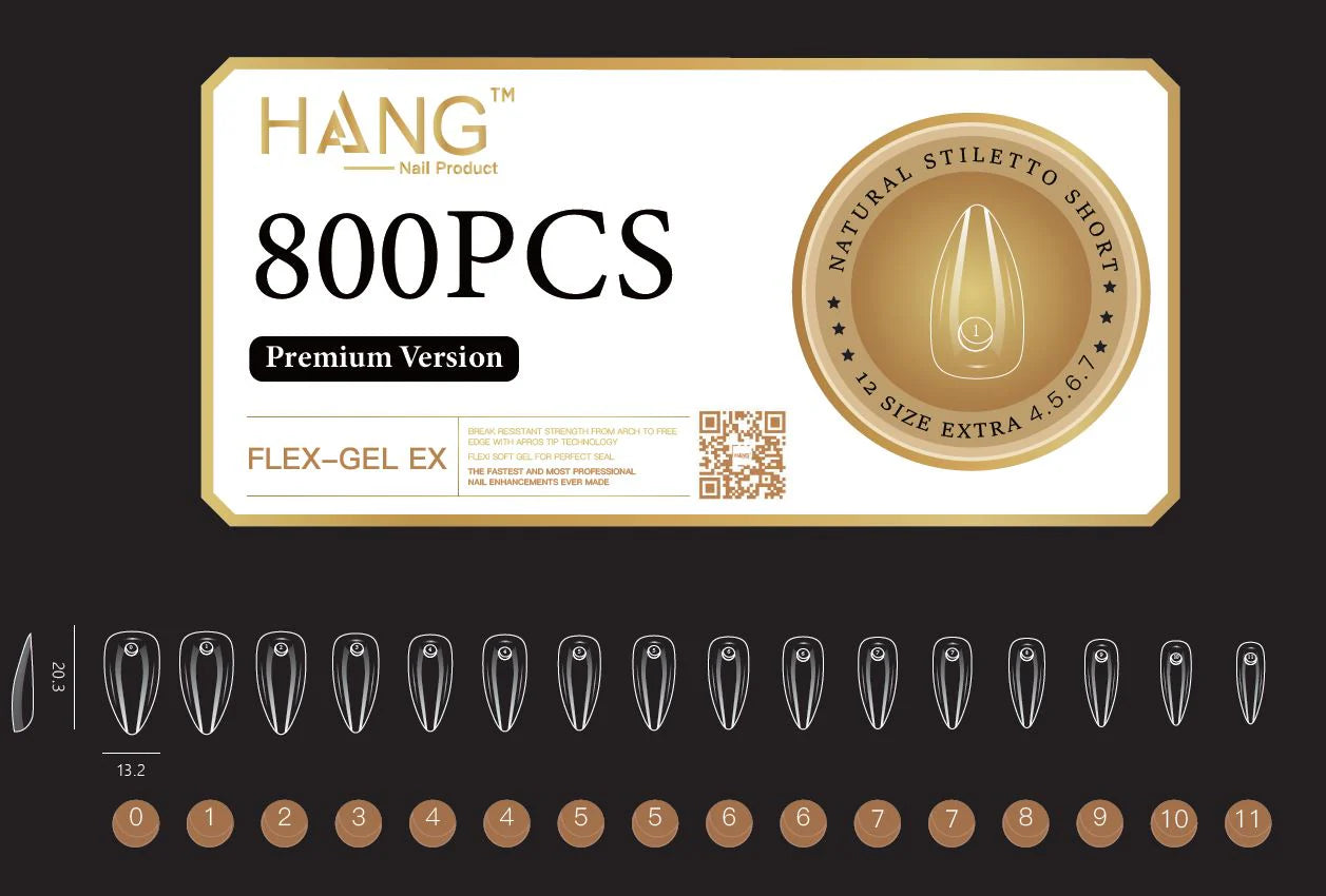 Hang Soft Gel Ex Nail Tip – Stiletto, Flex Fit & Break-Resistant