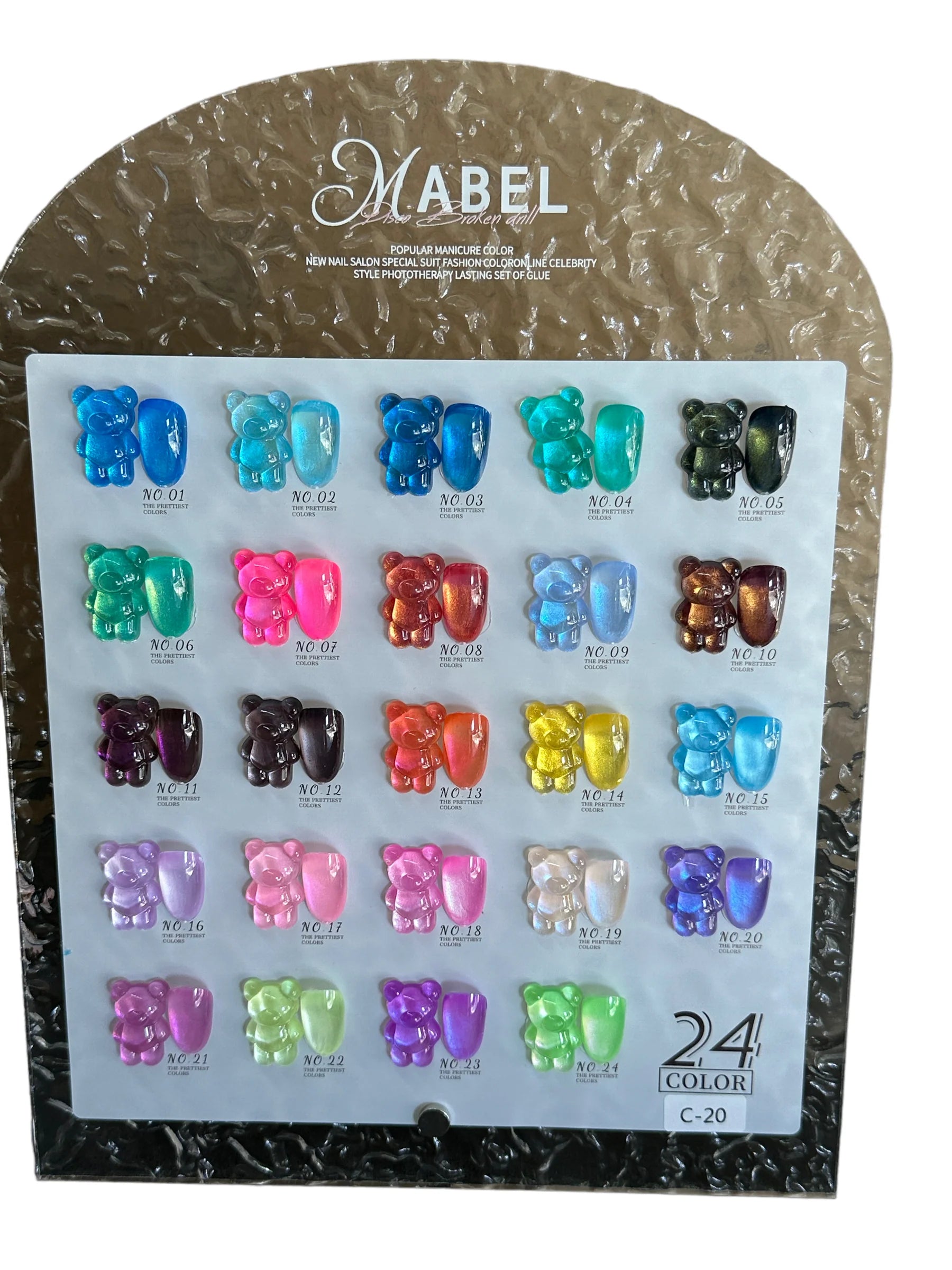 Mabel Gel 24 Gel Colors - C20 Soak Off Glitter Gel Polish