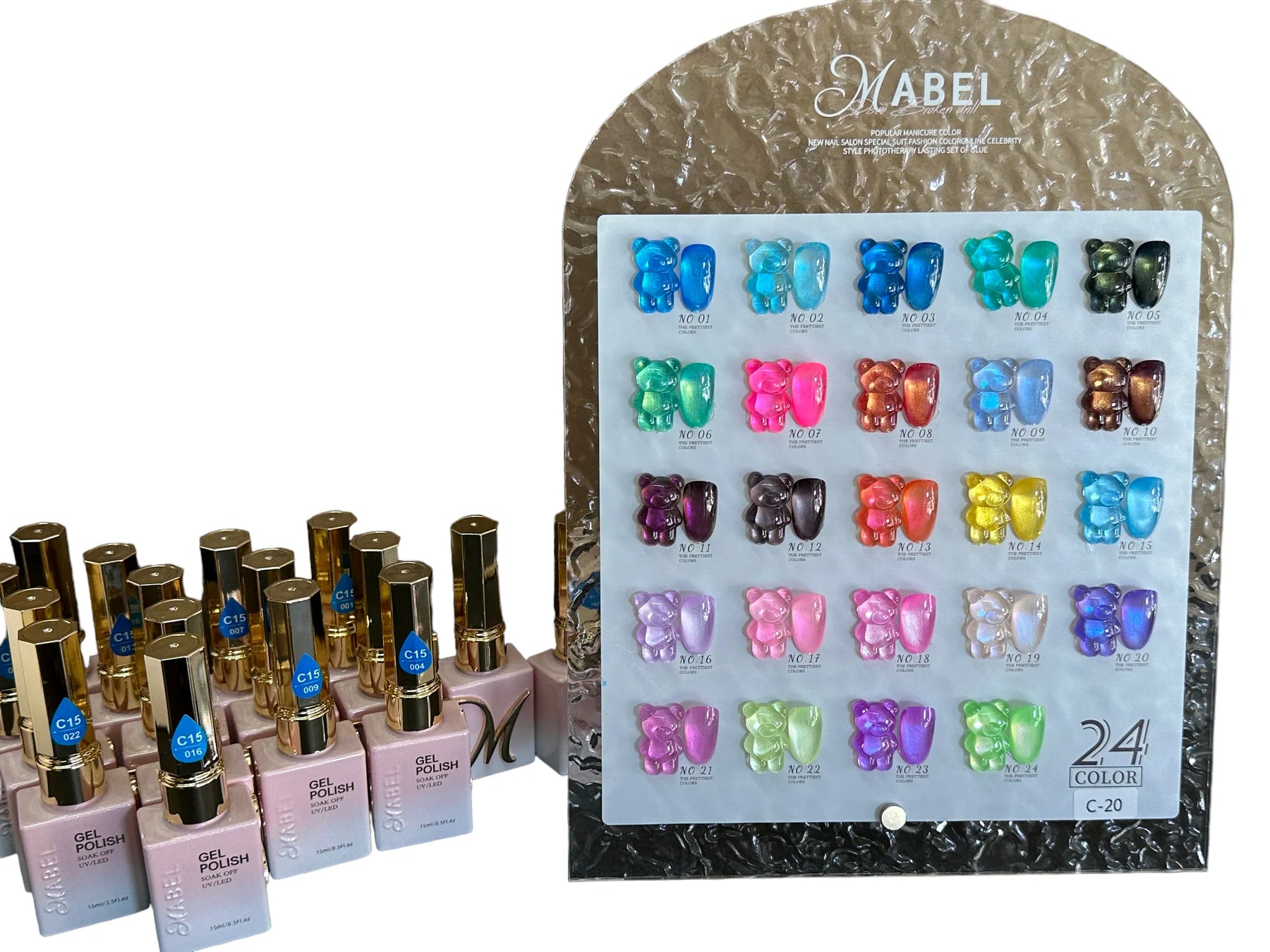 Mabel Gel 24 Gel Colors - C20 Soak Off Glitter Gel Polish