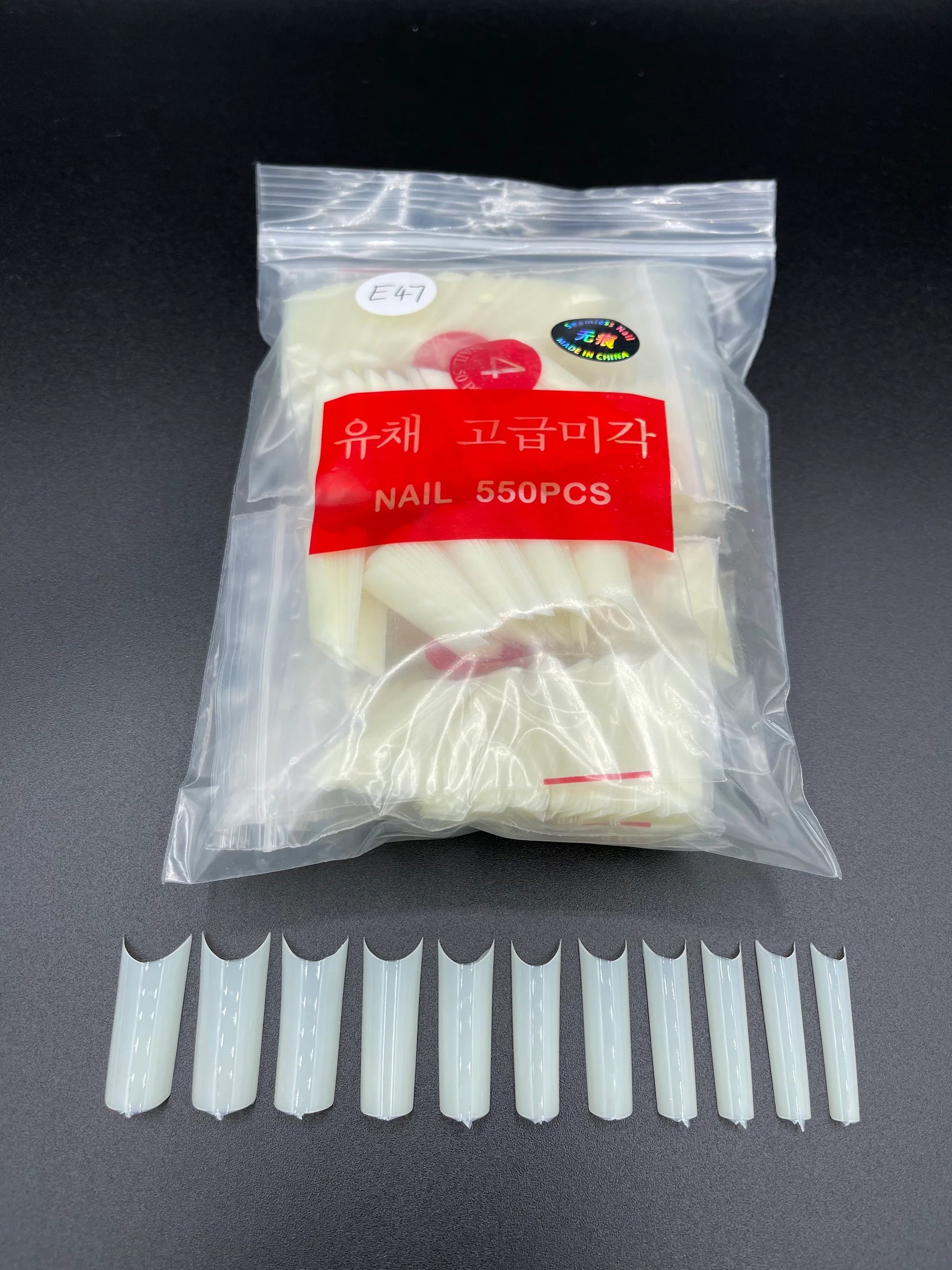 Nail Tips #E47 – 550 PCS, Sizes #0-#10, Durable & Versatile
