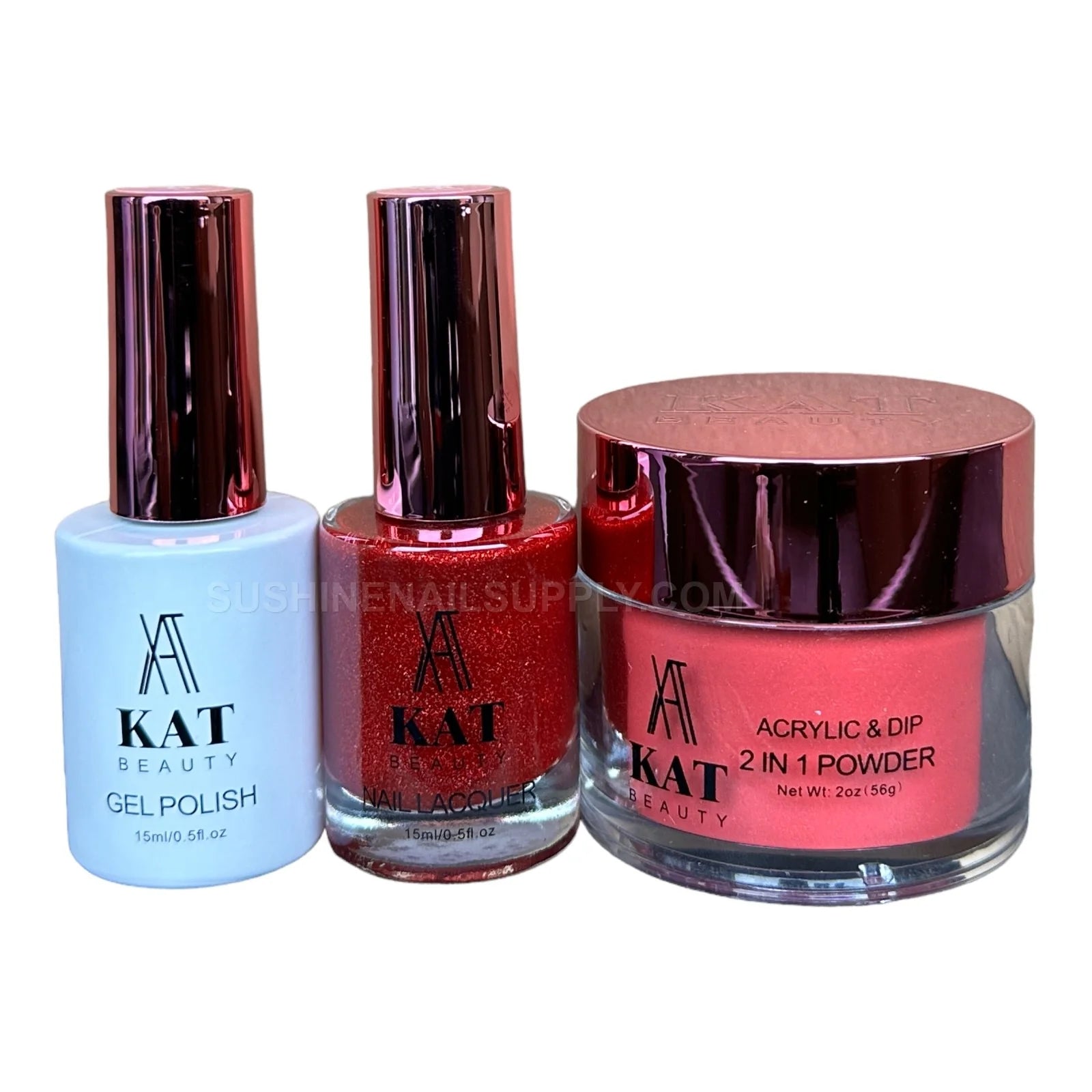 KAT UV/LED Soak Off Gel Polish 3in1 #250 - Sparkling Red