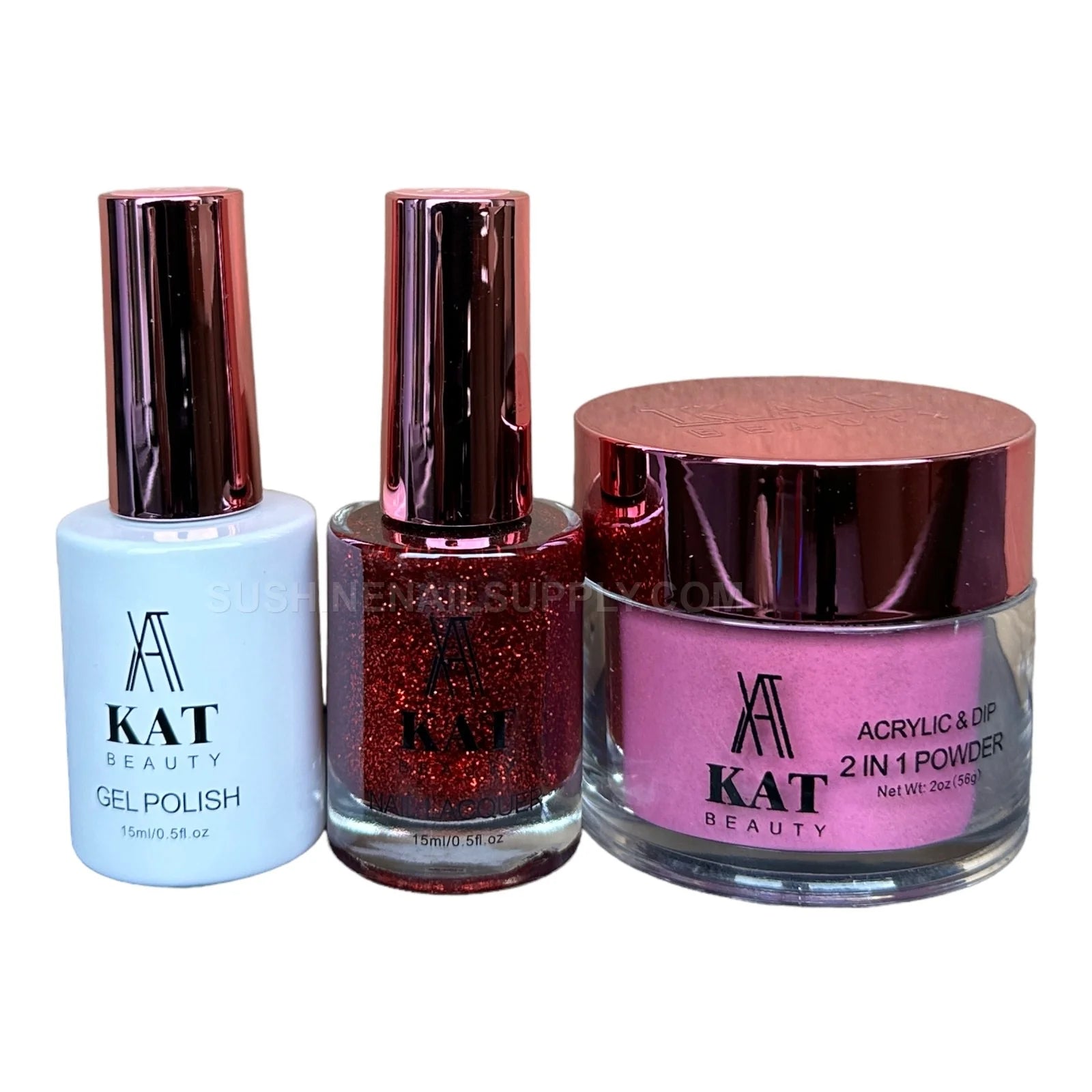 KAT UV/LED Soak Off Gel Polish 3in1 #252 - Red Glitter Shine
