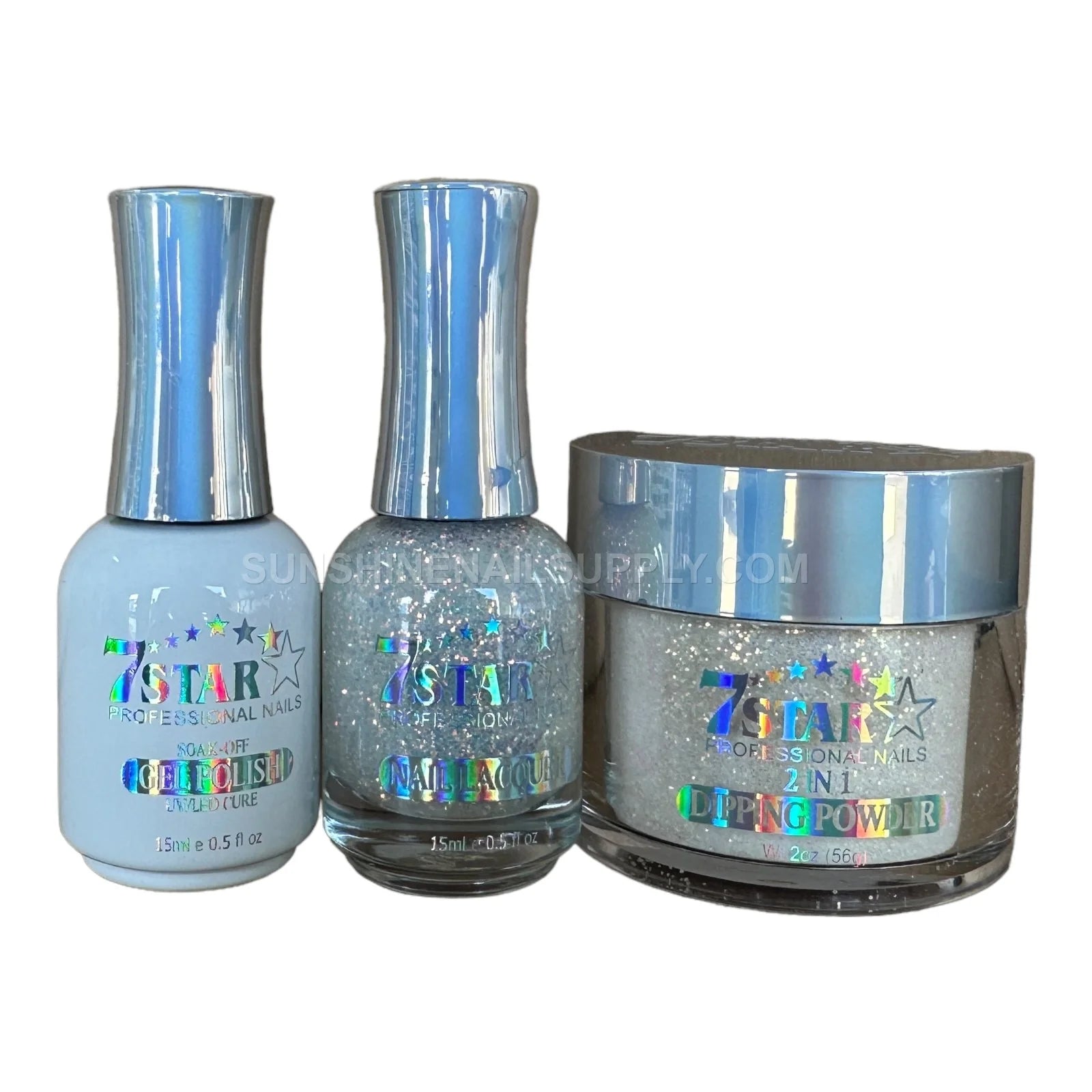 7 Star UV/LED Soak Off Gel Polish 3 in 1 #192 – Glitter Silver