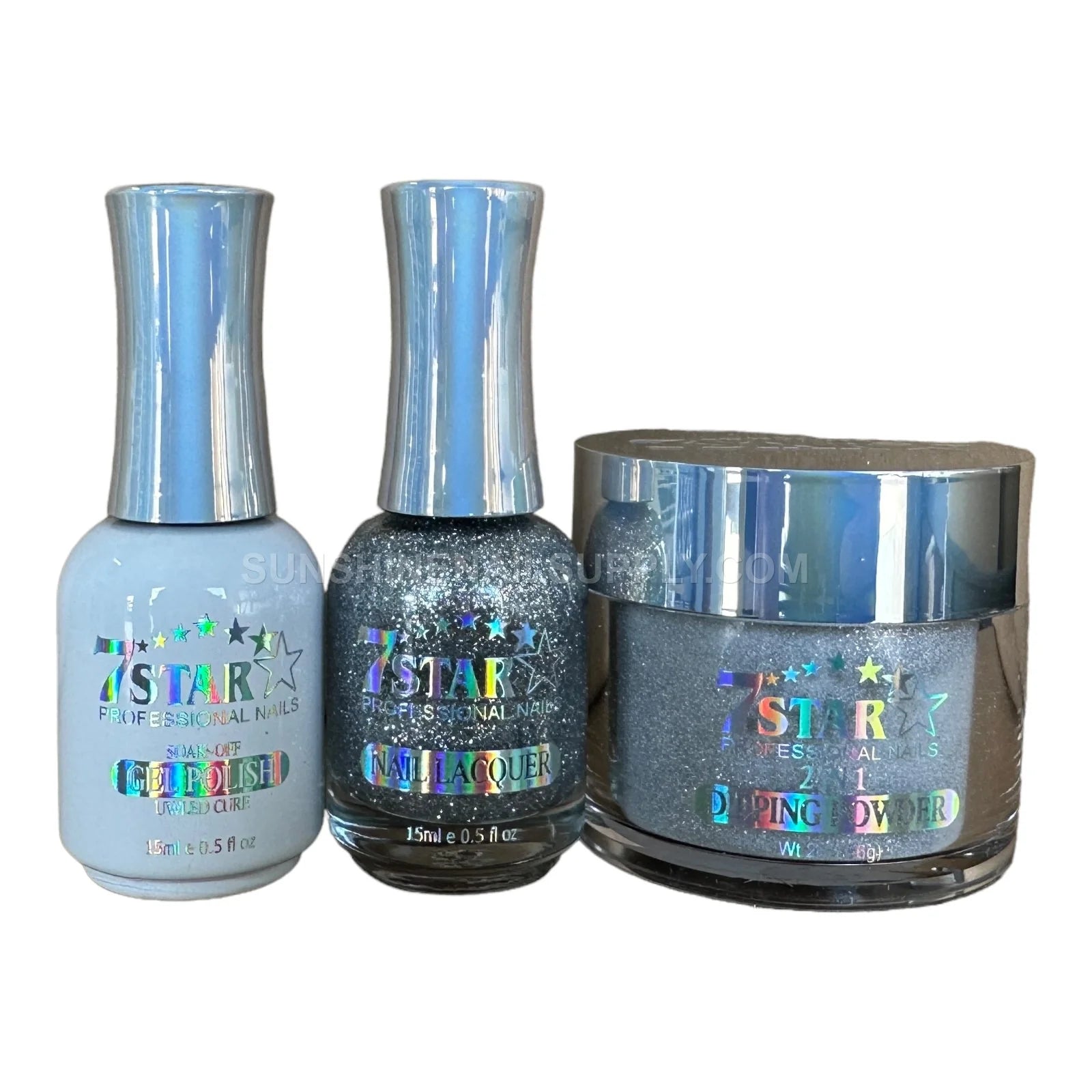 7 Star UV/LED Soak Off Gel Polish 3 in 1 #193 – Glitter Gray