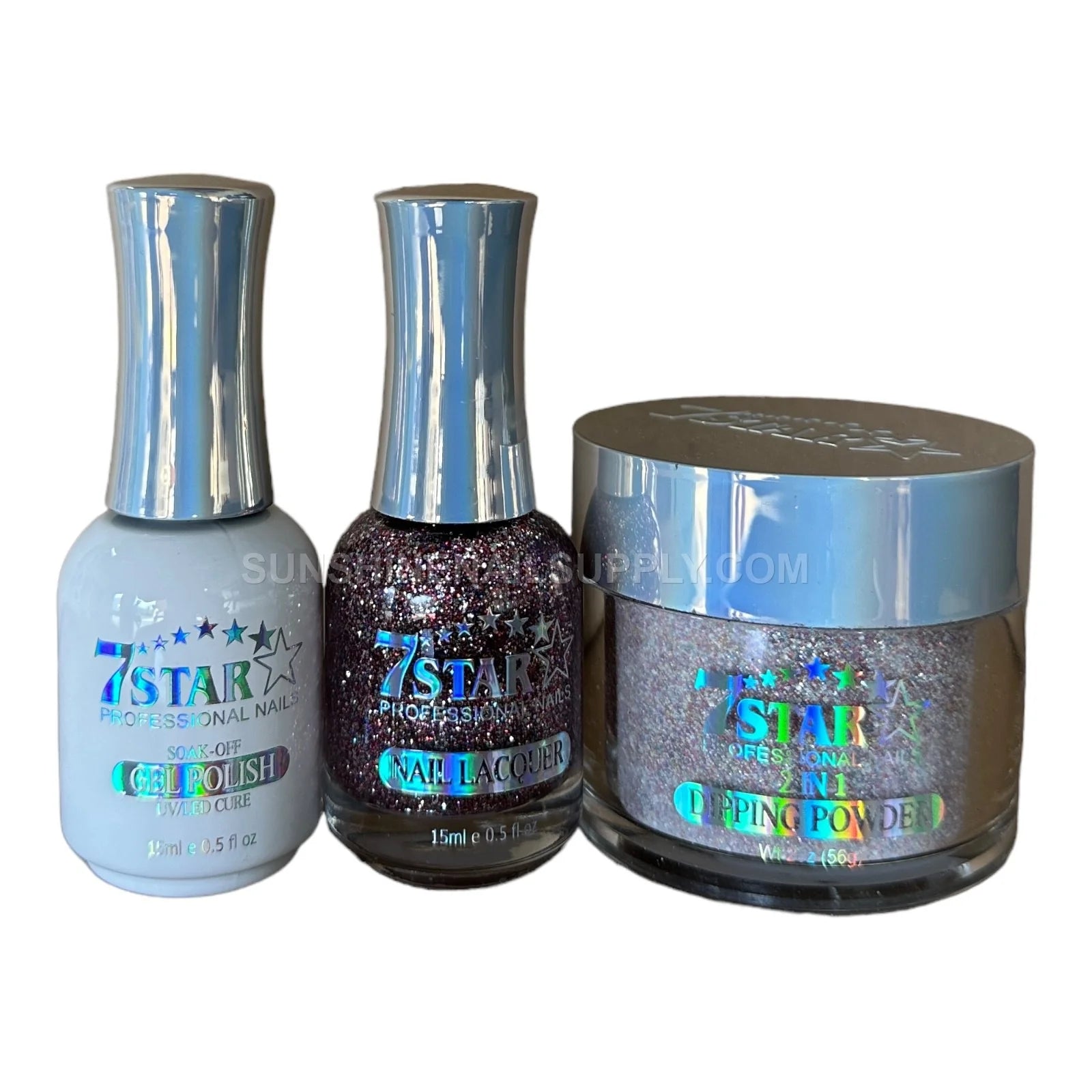 7 Star UV/LED Soak Off Gel Polish 3 in 1 #198 β Glitter Purple