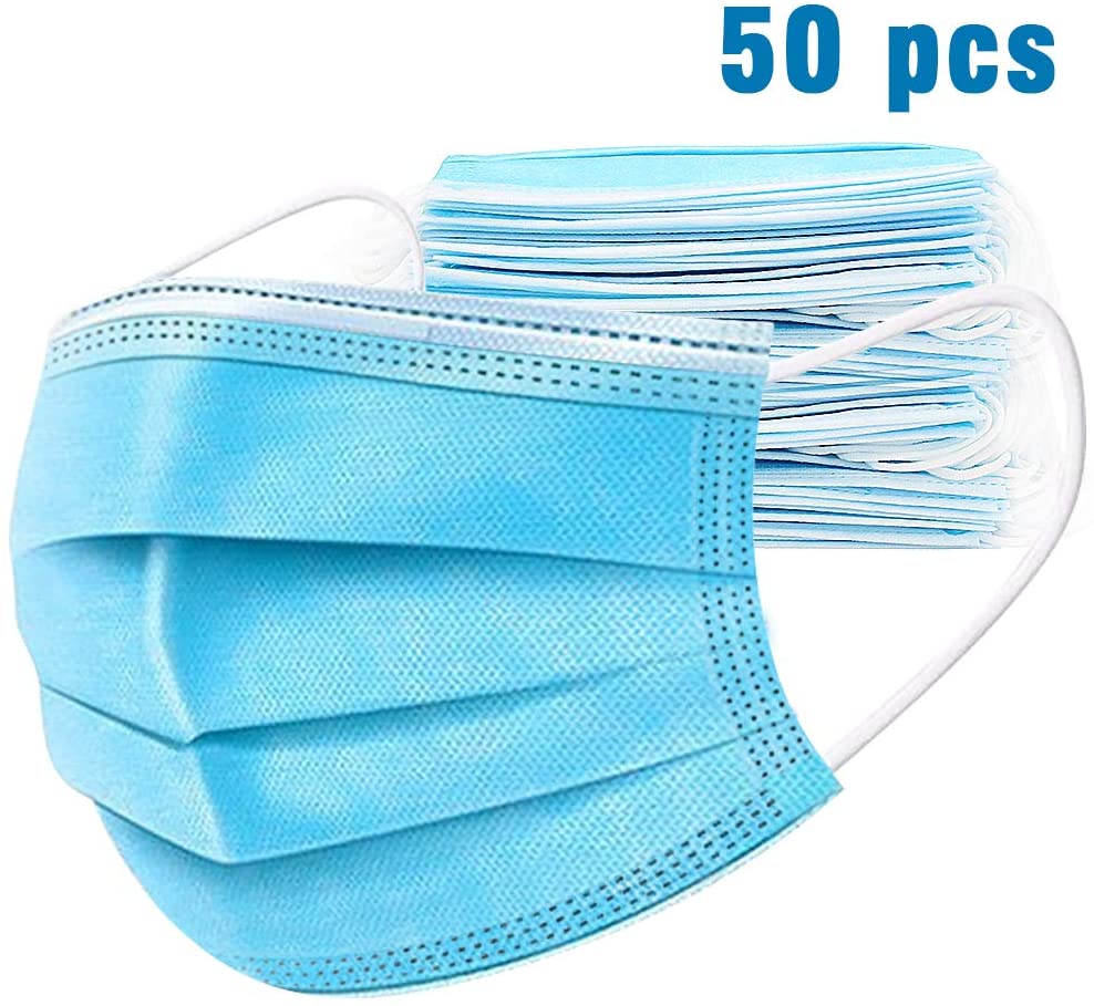 3 Ply Blue Face Masks 50pcs Soft Comfortable Earloop