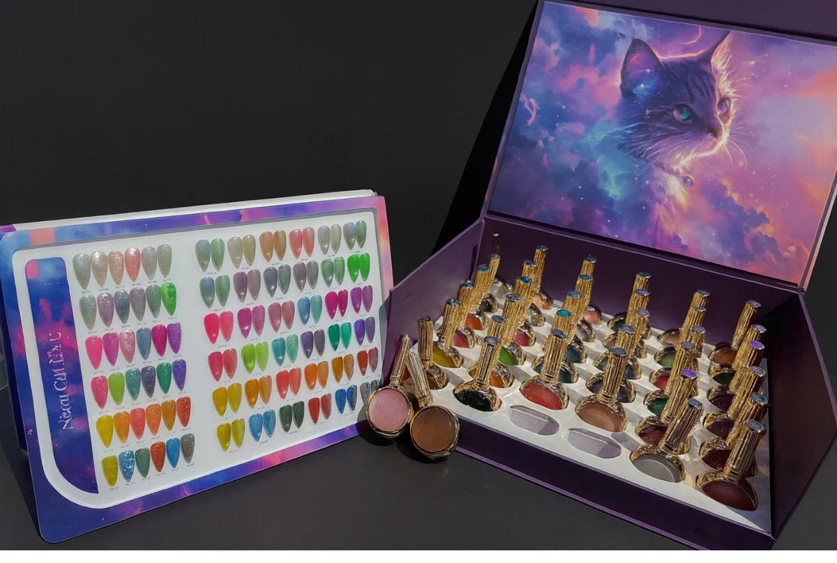 Hang Neon Cat Eye Gel Set – 36 Magnetic Colors & Chrome Powder