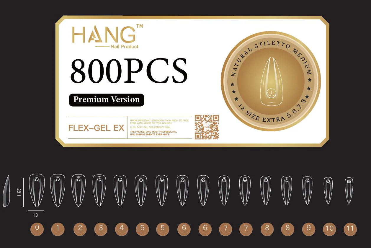 Hang Soft Gel Ex Nail Tip – Stiletto, Flex Fit & Break-Resistant