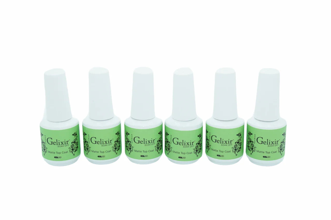 Gelixir Matte Top Coat – 15ml Soak-Off Gel for Nails