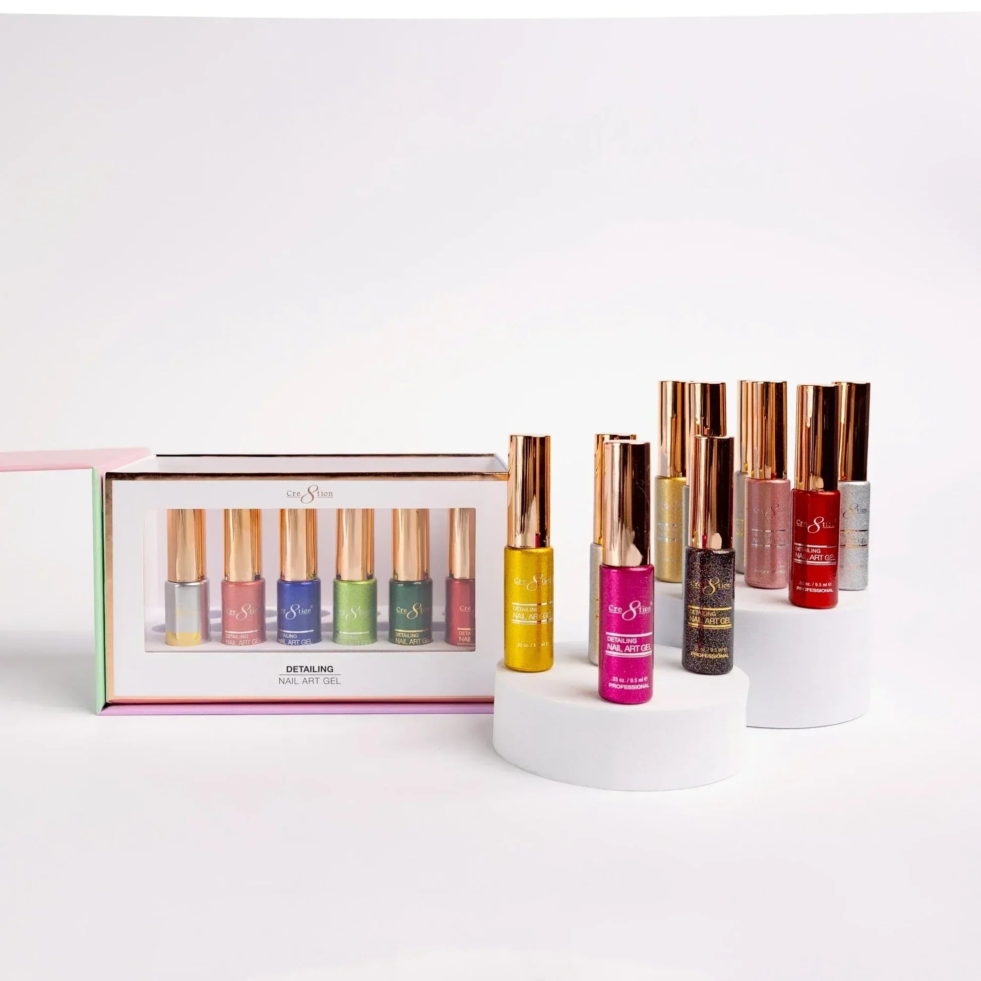 Cre8tion Glitter Nail Art Gel Set - 18 Colors 0.33oz (9.5ml)