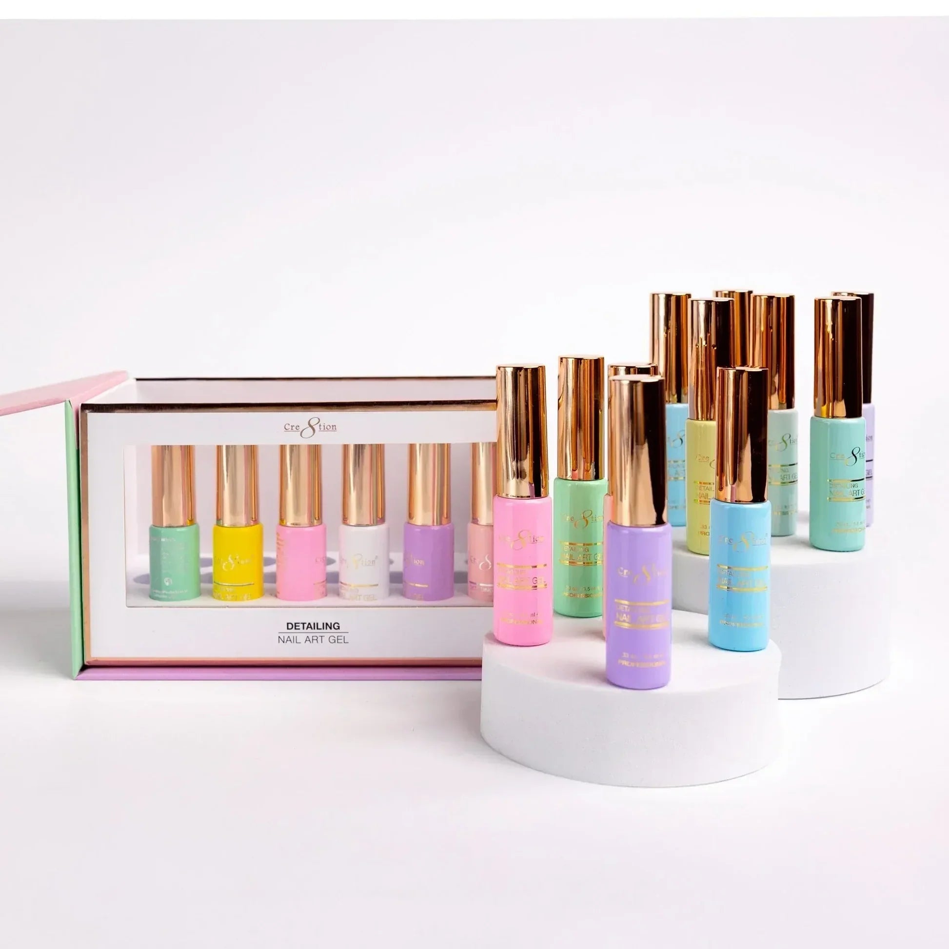 Cre8tion Pastel Nail Art Gel Set - 18 Colors, 0.33oz