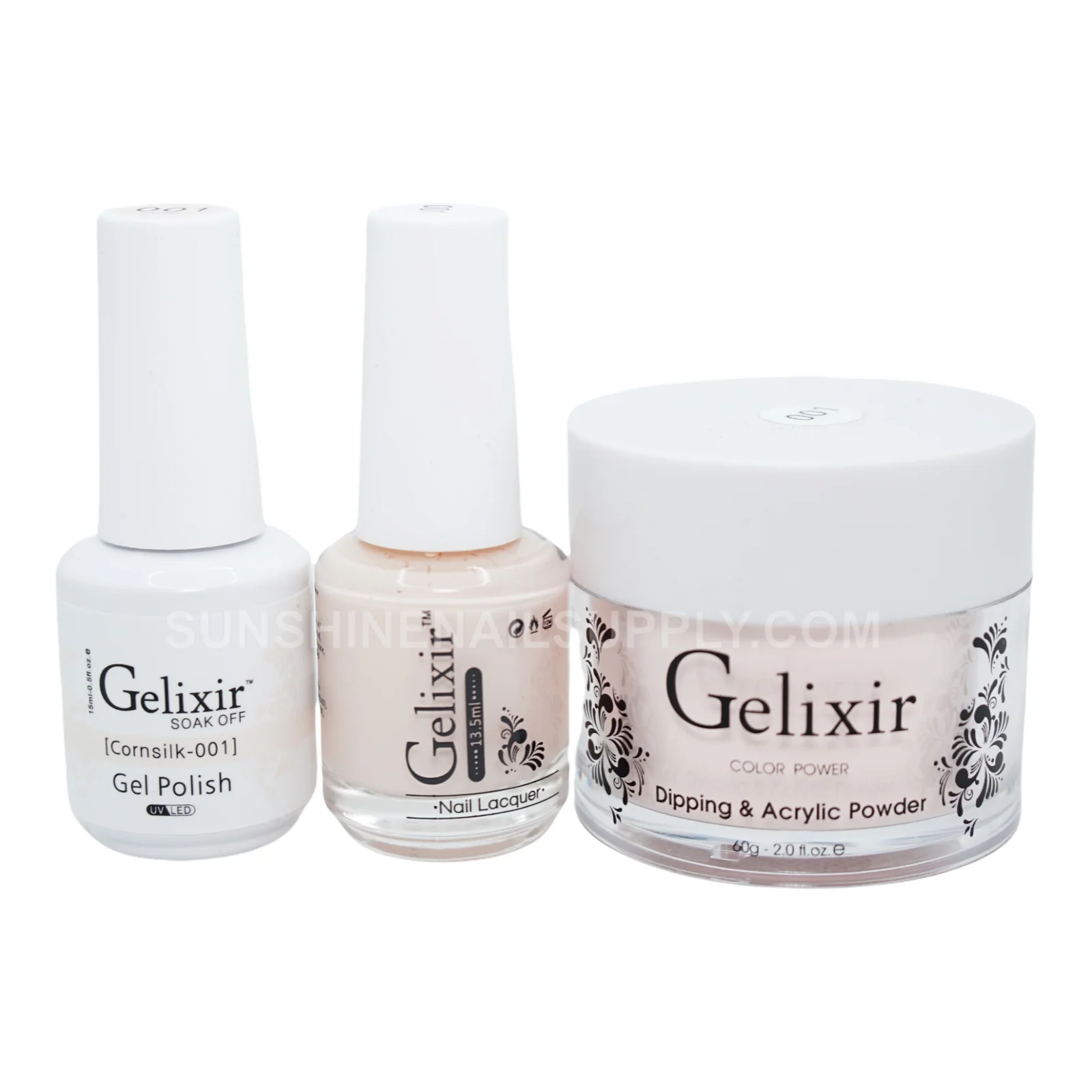 Gelixir #001 UV/LED Soak Off Gel Polish - Cornsilk 3in1