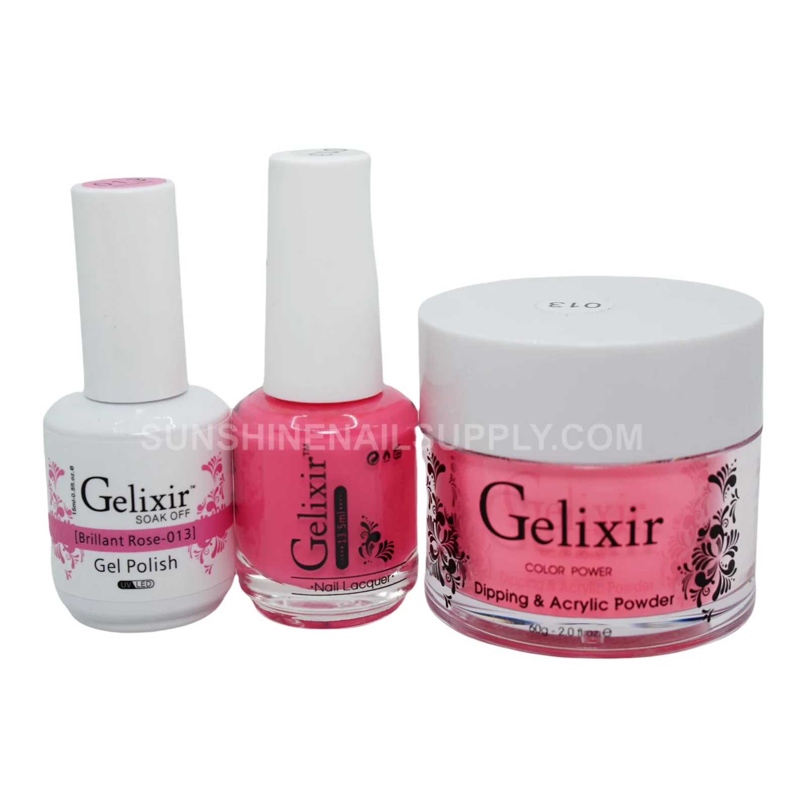Gelixir #013 UV/LED Soak Off Gel Polish - Brilliant Rose 3in1