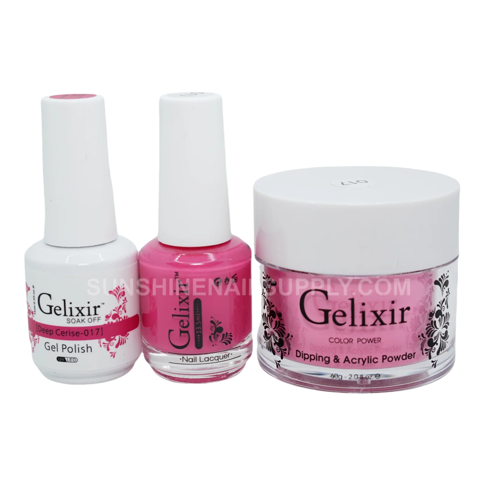 Gelixir #017 UV/LED Soak Off Gel Polish - Deep Cerise 3in1