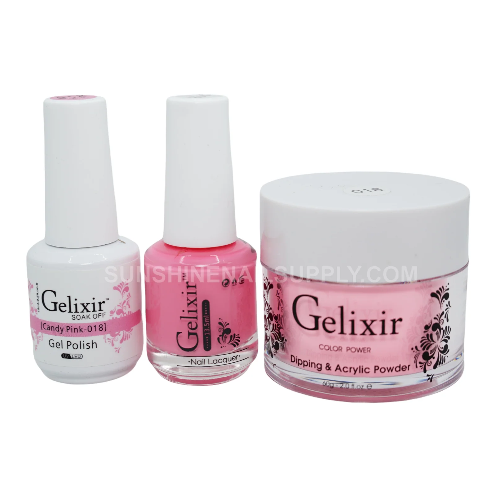 Gelixir #018 UV/LED Soak Off Gel Polish - Candy Pink 3in1