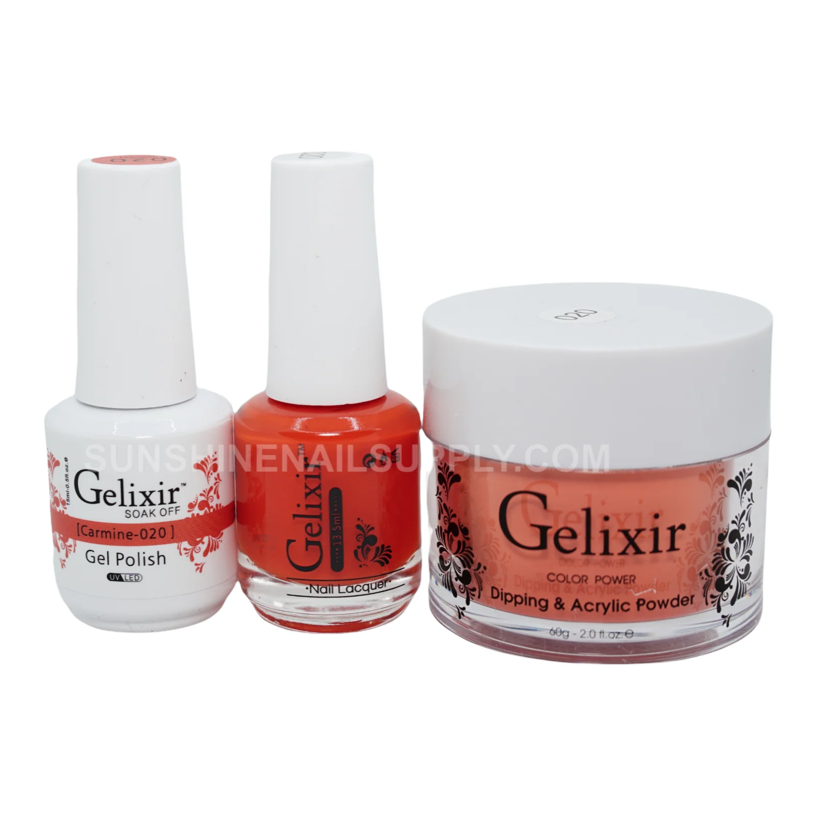 Gelixir #020 UV/LED Soak Off Gel Polish - Carmine 3in1