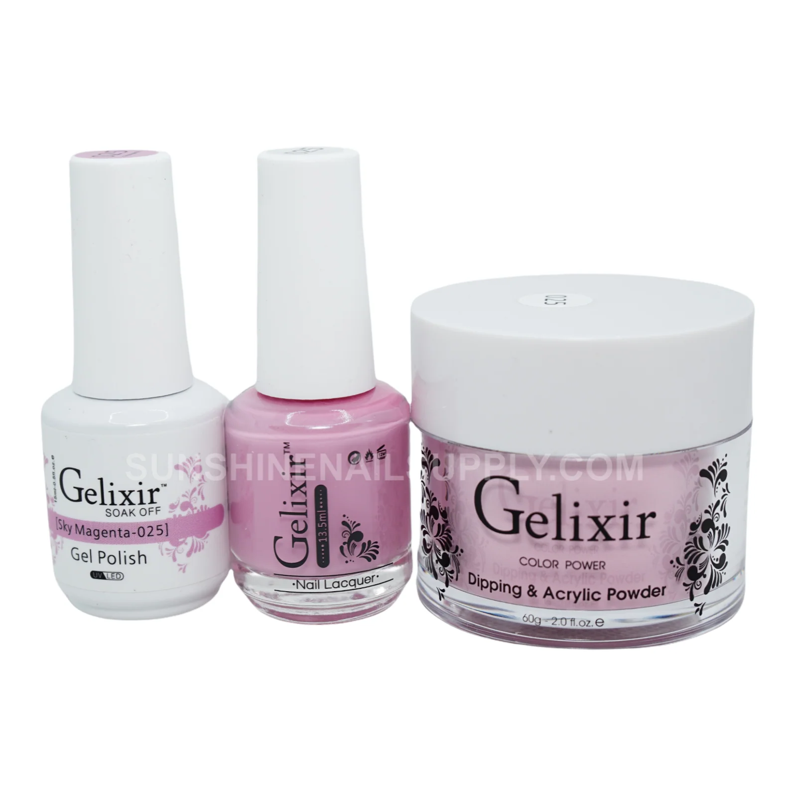 Gelixir #025 UV/LED Soak Off Gel Polish - Sky Magenta 3in1
