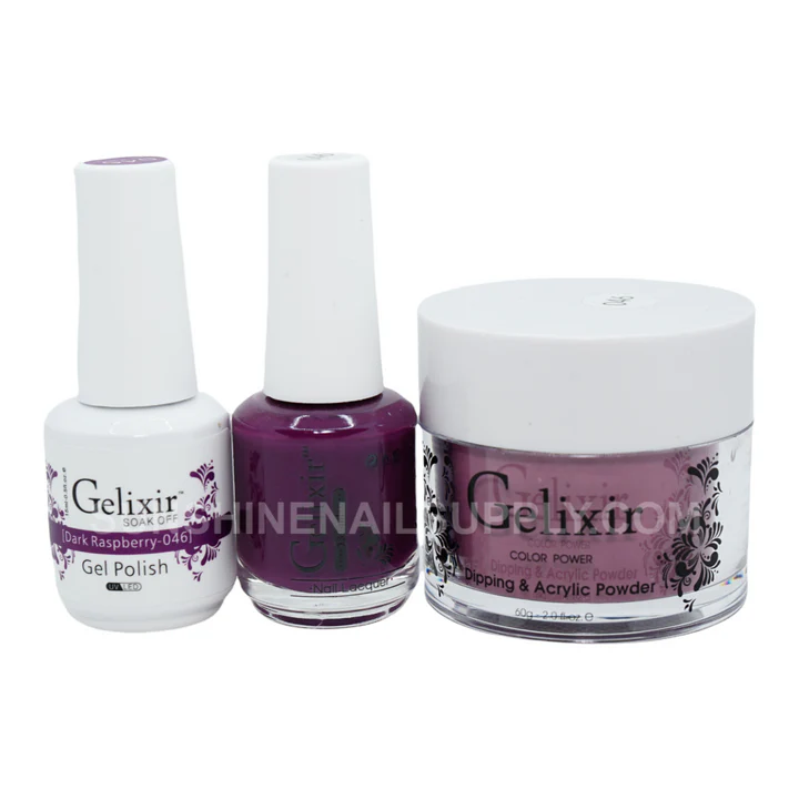 Gelixir #046 UV/LED Soak Off Gel Polish - Dark Raspberry 3in1