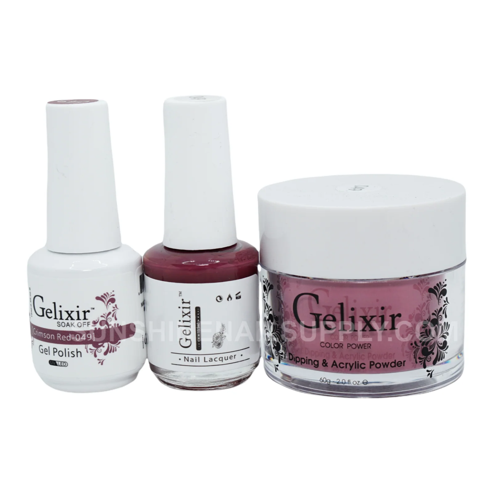 Gelixir #049 UV/LED Soak Off Gel Polish - Crimson Red 3in1