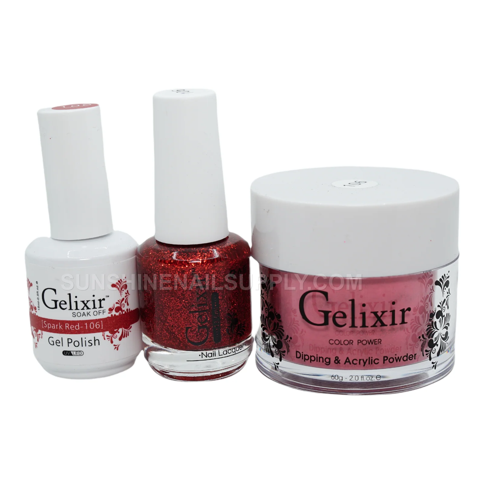 Gelixir UV/LED Soak Off Gel Polish #106 - Spark Red (15ml)