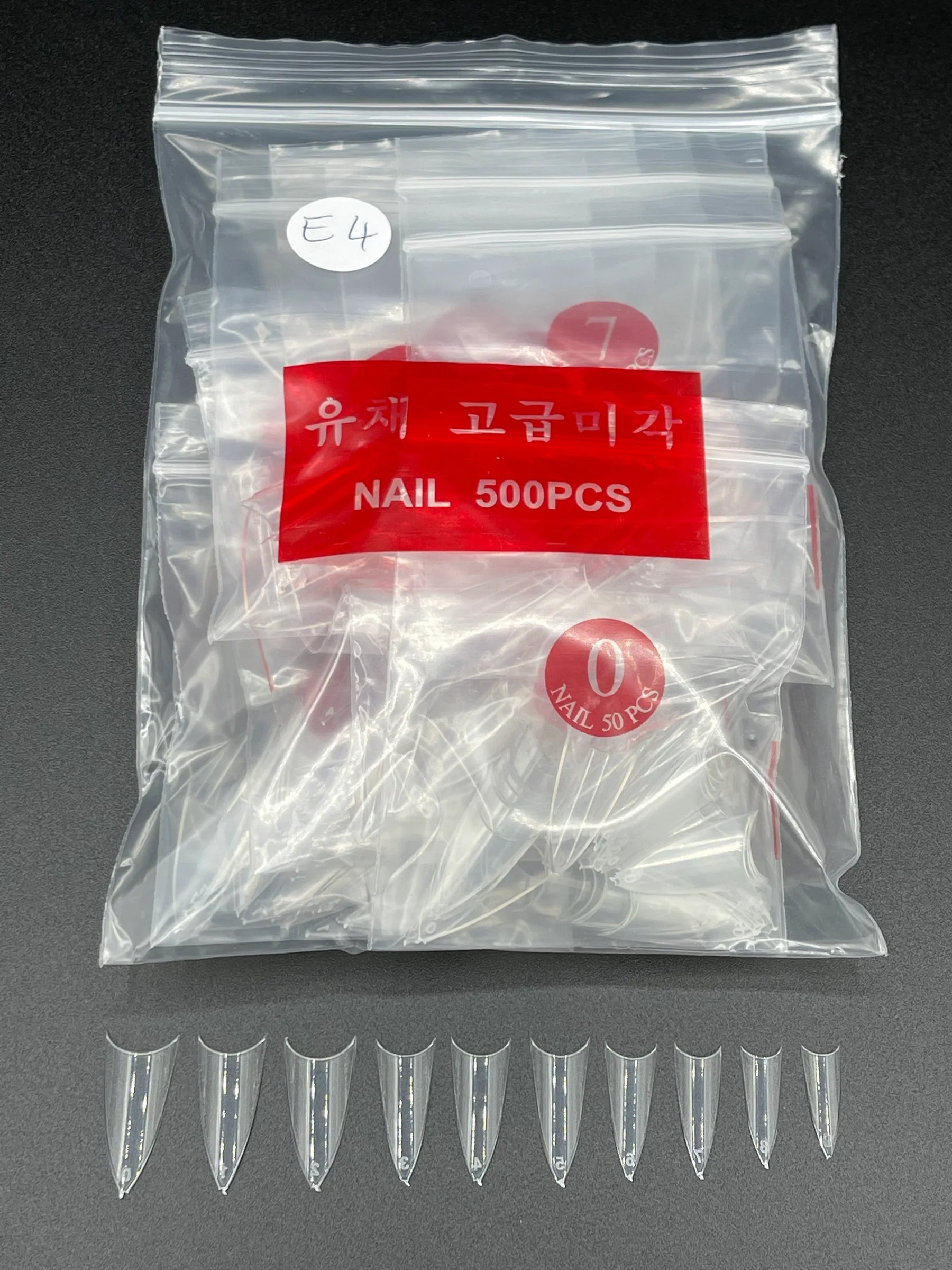 Nail Tips #E4 – 550 PCS, Sizes #0-#10, Durable and Versatile