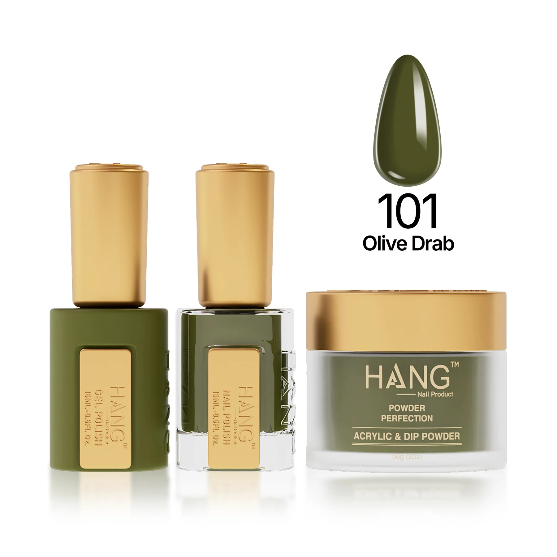 #101 Hang Moonlight – Olive Drab Gel & Acrylic Powder
