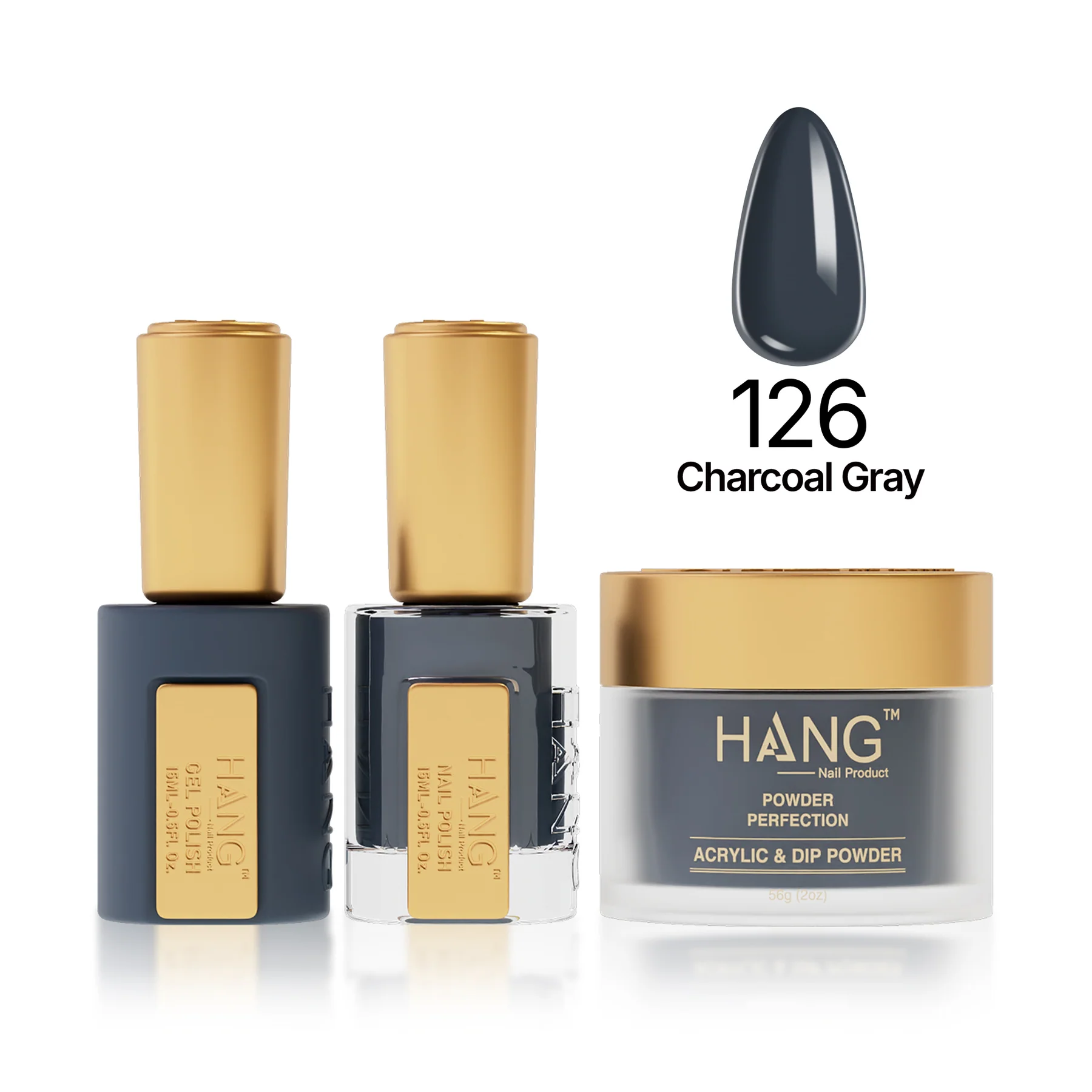 #126 Hang Moonlight – Charcoal Gray Gel & Acrylic Powder