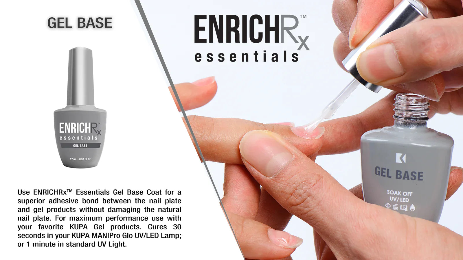 KUPA Enrich Gel Base Coat 0.57oz – Strong Adhesion for Nails